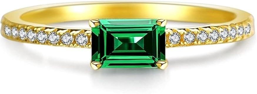 Bellitia Bague pour Femme en Argent Sterling 925 Plaqué Or avec Émeraude, Taille 0.7 ct, Idéale pour Mariages et Cérémonies, Cadeau Parfait pour Diverses Occasions