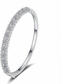 2.1cttw 6.5 Inches Moissanite Bracelets for Women D Color VVS1 Diamond Bracelets 925 Sterling Silver Women's Bangle Bracelet