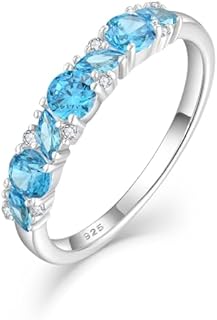 Marquise Cut Birthstone Eternity Rings for Women, Sterling Silver 925 Stacked Engagement Rings for Her Wedding Band, Size 5-10