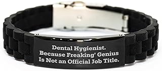 Funny Dental Hygienist | Because Freaking' Genius Isn't An Official Job Title Charm Bracelet | Gifts for Dental Hygienist | Mother's Day Unique Gifts