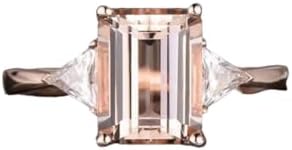 2carat Natural Morganite Ring Vintage Morganite Engagement Ring 7x9mm Emerald Cut 14k Rose gold PLATED Wedding Natural Morganite Ring SIZE 7US, CHAMPGANE