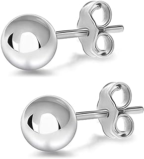 Charmsy 925 Sterling Silver Classic Ball Post Earrings for Women Teen | Hammered Round Lightweight Stud Earring 7mm 8mm 9mm 10mm 11mm