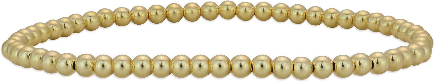 14kt Gold Filled Bracelet, 3mm Beads, Stretch and Stackable, Hand Made in USA