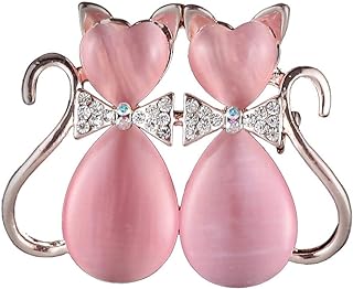 Cute Pet Cat Bow Brooch & Pin On Dress Rhinestone Crystal Pink Brooches Jewelry Accessories for Women Girls