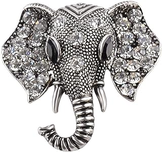 Retro Elephant Brooch Pins, AILUOR Fashion Crystal Rhinestone Animal Elephant Head Lapel Pin Suit Corsage Accessories Jewelry Unisex