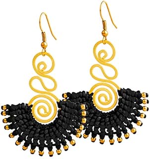 Traditional Mexican Hoop Earrings with French Wire Back Finding for Women and Teen Girls, Boho Dangling Design, Handmade in Thailand