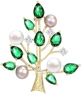 Snowflake Christmas Tree Brooches for Women Rhinestone Freshwater Pearls Brooch Pin 18k Gold-plated Lapel Pin Valentine's Day Winter Jewelry Gifts for Wife Mom Girls
