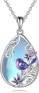 LUHE Bird necklace Sterling Silver Moonstone Necklace Bird Pendant Necklace Bird Moonstone Jewelry Gifts for Women Girls