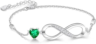 Grandma Charm Bracelet with Box and Link Chain, Lobster Claw Clasp, CZ Gems, Sterling Silver, Heart Infinity Design Gift for Women, Sister, Wife, Mom, Friend on Birthday, Valentine, Christmas, Mother's Day