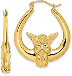10K Yellow Gold Angel Hoop Earrings
