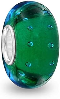 Bling Jewelry Murano Glass .925 Sterling Silver Core green Pink Blue Aqua Red Ocean Bubble Spacer Charm Bead Fits European Bracelet For Women Teen