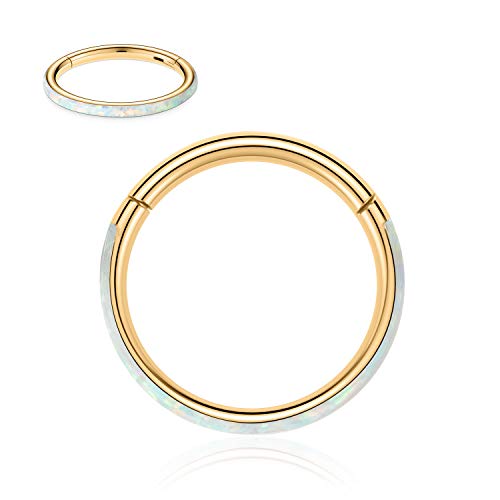 Cartilage Hoop Earring 316L Surgical Steel Conch Daith Helix Piercing Jewelry Nose Rings Hoops Septum Ring 20G 18G 16G 14G CZ Opal