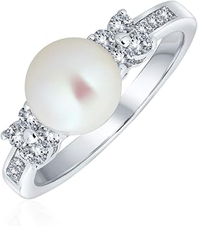 Bague en Perle de Culture Plaquée Rhodium pour Femmes avec Solitaire en Cuivre, Taille 49.5, Design Croix Géométrique et Accents en Zircone Cubique, Idéale pour Cadeaux Romantiques