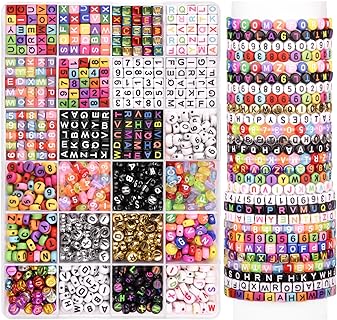 24 Style Letter Alphabet Beads for Bracelets Making, 1380 Pcs Colorful Square Round Letter Beads Kit for Jewelry Making, Letter Beads Bulk with Crystal Elastic String