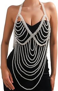 Elegant Pearl Body Chain with Zinc Alloy Decoration for Fashionable Women, Versatile Sexy Beach and Nightclub Accessory