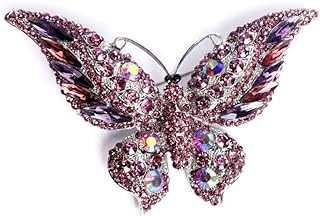 Rhinestone Butterfly Brooch Pin for Women Girls Fashion Exquisite Big Blue Crystal Empress Monarch Winged Brooches Lapel Pins Elegant Dress Accessories Wedding Christmas Birthday Jewelry Gift (Purple)