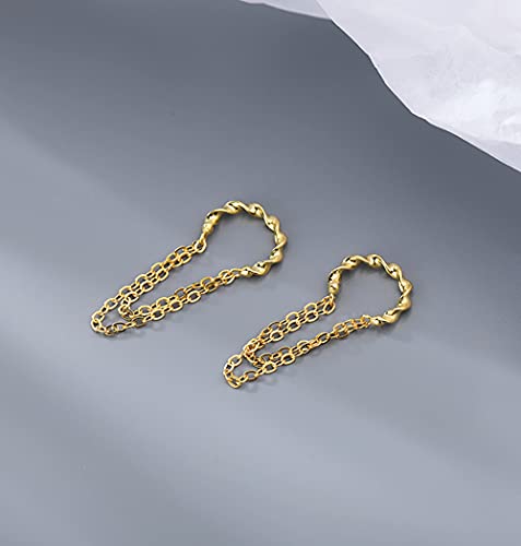 Solid 925 Sterling Silver Cuff Earrings Chain Cartilage Wraps for Women Girls Minimalist Cuff Earrings No Piercing