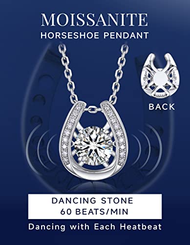 Dance Necklace for Women, Sparkling Gift for Her, 1Carat Moissanite Heart Necklace for Girls, 925 Sterling Silver Necklace for Anniversary Mother's Day Valentines Gift