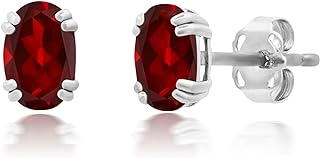 Solid 10k Gold Birthstone Earrings for Women – White & Yellow Gold Gemstone Earrings Stud – 6x4 mm Oval Cut with Double Prong Setting Hypoallergenic – Push Back Studs by Nicole Miller Fine Jewelry