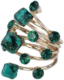 Sparkle Blue Rhinestones Beads Finger Ring Statement Wrap Layered Finger Ring Women Girls Rings