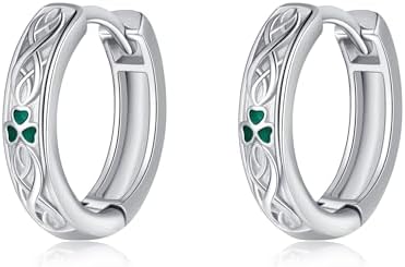 925 Sterling Silver Celtic Knot Shamrock Hoop Earrings for Women & Girls, Hypoallergenic Clover Jewelry Gift, No Gemstone