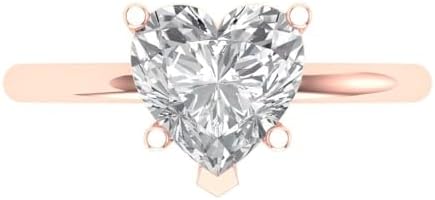 Clara Pucci 2.0 ct Heart Cut White Sapphire 14k Gold Solitaire Wedding Engagement Bridal Promise Ring