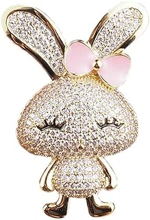 Pin-Clasp Crystal Rabbit Brooch with Alloy Steel - Delightful Bunny with Bow Tie Design for Women - Chinese Zodiac Charm Accent for Clothes, Bags, and Accessories