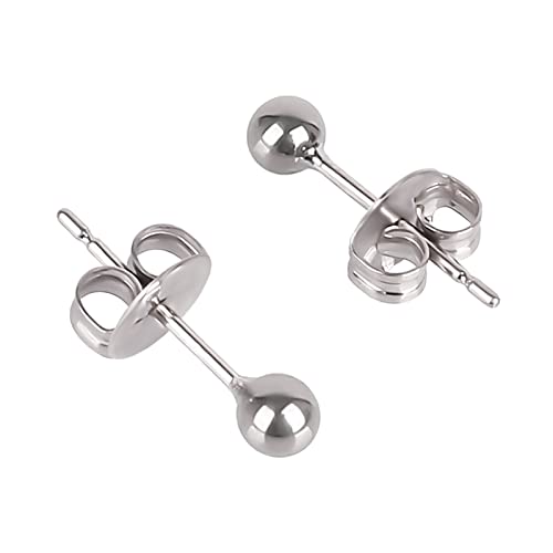Ball Stud Titanium Earrings,Hypoallergenic for Women Girls High Polished Colored for Sensitive Ears, 3mm and 4mm Pure Titanium Nickel-Free Lead-Free