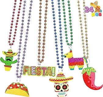 JOYIN 36 PCS Cinco de Mayo Beaded Necklaces for Party Decorations, Fiesta Beaded Necklace for Mexican Themed Bachelorette Party Favors, Photo Props Carnivals Event Decorations