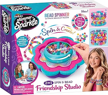 CRA-Z-Art Shimmer ‘N Sparkle 2-in-1 Spin & Bead Friendship Studio Bracelet Maker, Ages 8 and up