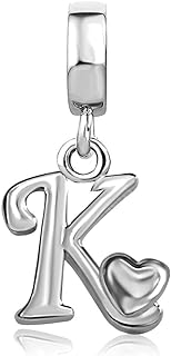 "Initially Yours" A-Z Copper Charm Bracelet with Heart Dangle Bead Design - Compatible with Pandora Charms