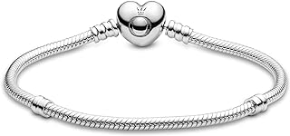 Pandora 16th Celebration Dangle Charm & Bracelet Set - Women's Sterling Cubic Zirconia Dangle Charm & Heart Clasp Snake Chain Bracelet - Jewellery Set With Gift Box, Size 18