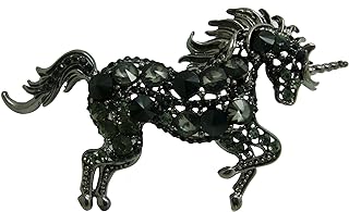 TTjewelry Unique Elegant Unicorn Horse Rhinestone Crystal Brooch Pin Art Nouveau Pendant