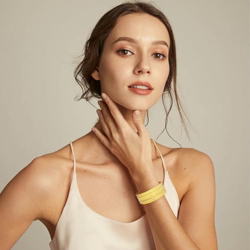 7PCS Gold Bangle Bracelet for Women Girls Minimalist Stackable Bracelet Fashion Stainless Steel Bangle Bracelet