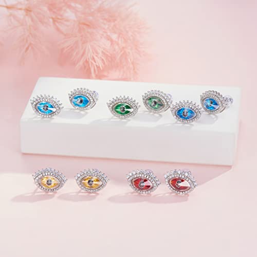 925 Sterling Silver Evil Eye Stud Earrings for Women Multcolors Cubic Zirconia 14K Gold Plated Birthday Christmas Jewelry Gift for Women Girls