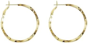 14K Gold Plated Twisted Rope Design Hoop Earrings for Women, Elegant and Hypoallergenic Zinc