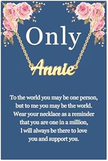 Annie Locket Necklace with Cable Chain, Personalized SANNYRA Nameplate in White-Gold Plated Brass - Perfect Gift for Teachers, Women & Girls