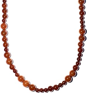 UNITARY Red Onyx Agate Strand Necklace for Women, Handmade Beaded Choker Necklace for Men, Fashion Hand-knotted Natural Round Gemstone