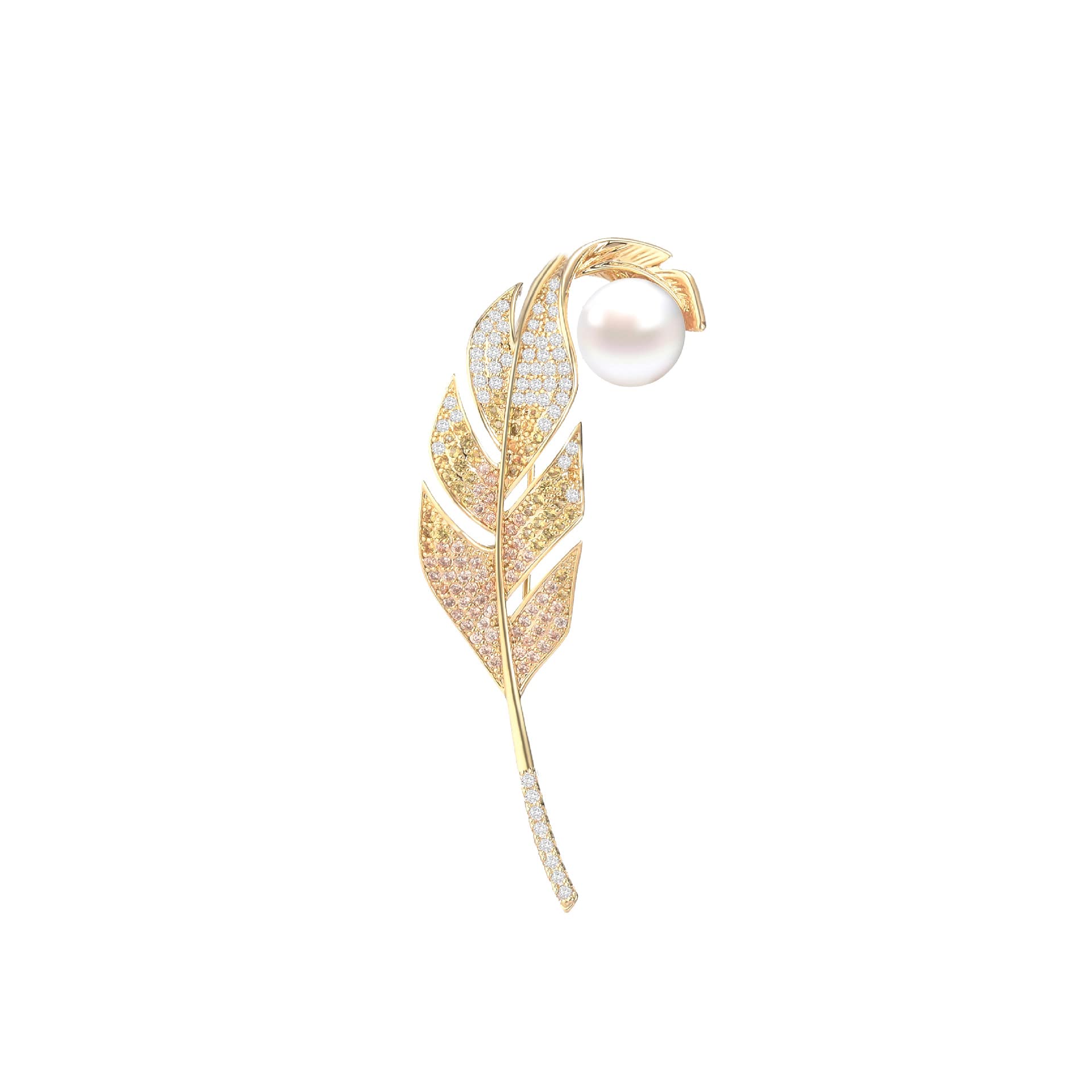 Leaf Brooches Rhinestone Freshwater Pearls Ginkgo Leaves Brooch Pin 18k Gold Plated Leaves Lapel Pins Jewelry Valentine's Day Birthday Gifts for Women Girls