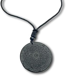 Karelian Shungite pendant necklace | Sacred Geometry Flower of Life Symbol | Healing Spiritual protection Crystal Talisman Jewelry | Chakra Amulet for Meditation