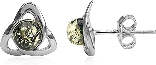 Ian and Valeri Co. Green Amber Sterling Silver Celtic Small Stud Earrings
