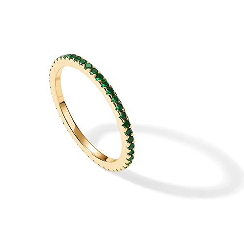 14K Gold Plated Sterling Silver Colored CZ Stones Stackable Ring | Simulated Diamond Eternity Bands for Women