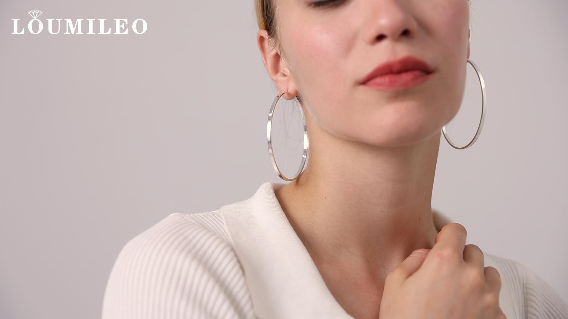 Sterling Silver Hoop Earrings Large Silver Hoop Earrings for Women Lightweight Big Silver Hoop Earrings Hypoallergenic Thin Silver Hoop Earrings for Women Girls 30/40/50/60/65/70MM