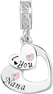 ZakiaHo Nana Charm Bracelet, Rose Gold Plated with Copper Chain, Heart-Shaped 'I Love You' Pendant, Compatible with Pandora Bracelets