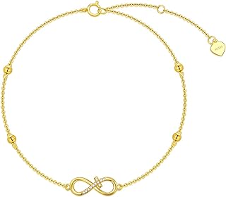 SISGEM 14K Gold Infinity Anklet for Womens, Yellow Gold Cross Foot Ankle Bracelets Anniversary Jewelry Gifts for Her, Mom, Wife, Girlfriend, 8-10Inch