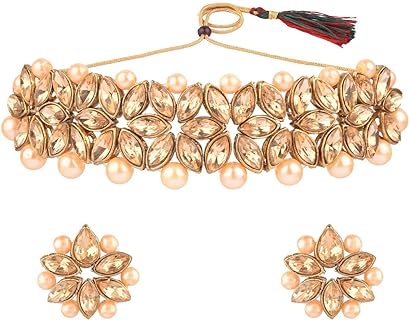 Efulgenz Indian Alloy-Based Lobster Clasp Bollywood Necklace with Faux Pearl Beads & Traditional Design - Perfect Accessory for Ethnic Outfits