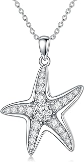 Cable Chain Moissanite Diamond Starfish Pendant Necklace in Sterling Silver for Women - Elegant Ocean-Themed Jewelry Gift
