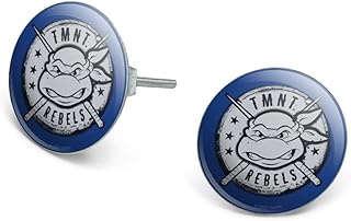 Teenage Mutant Ninja Turtles Rebels Badge Novelty Silver Plated Stud Earrings