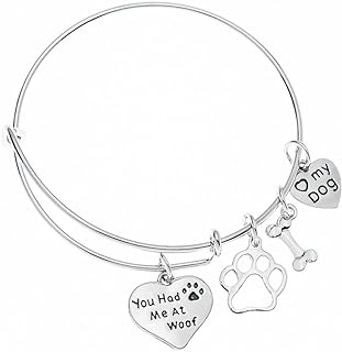 Infinity Collection Dog Charm Bracelet - Paw Print Jewelry- Dog Lovers Bracelet- Dog Owner Bangle - Gift for Dog Lovers
