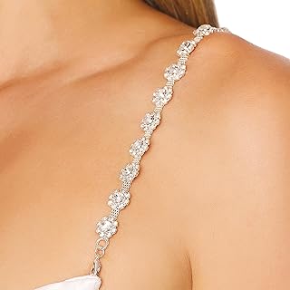 1Pair Luxury Rhinestone Shoulder Straps Jewelry Crystal Shoulder Strap Chain Rhinestone Underwear Chain Bridal Wedding Dress Bra Shoulder Chain Summer Body Accessories Jewelry for Women